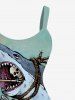 Shark Skull Skeleton Sea Waves Print Matching Hawaii Beach Outfit For Couples -  