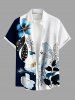 Ensemble de plage hawaïen assorti grande taille à imprimé fleurs et feuilles pour couples - Bleu profond 