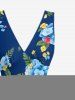 Robe hawaïenne à imprimé floral tropical et feuilles, à volants et fente - Cadetblue XS