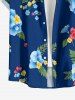 Chemise à poches boutonnées hawaïennes à imprimé floral tropical et feuilles grandes tailles pour hommes - Cadetblue M