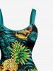 Skull Pineapple Tropical Leaf Print Hawaii A Line Dress -  