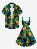Skull Pineapple Tropical Leaf Print Hawaii A Line Dress -  