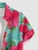 Plus Size Hibiscus Flowers Tropical Leaf Print Buttons Pocket Hawaii Shirt For Men -  