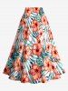 Jupe hawaïenne fendue à imprimé tropical et fleurs d'hibiscus grande taille - CORAL ROSE 6X