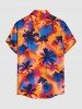 Plus Size Coconut Tree Tie Dye Print Buttons Pocket Hawaii Shirt For Men -  