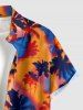 Plus Size Coconut Tree Tie Dye Print Buttons Pocket Hawaii Shirt For Men -  