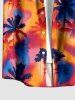 Plus Size Coconut Tree Tie Dye Print Buttons Pocket Hawaii Shirt For Men -  