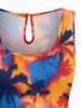 Combinaison hawaïenne grande taille à imprimé tie-dye et noix de coco, cintrée - Brun Légère 6X
