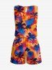 Combinaison hawaïenne grande taille à imprimé tie-dye et noix de coco, cintrée - Brun Légère 6X