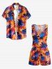 Combinaison hawaïenne grande taille à imprimé tie-dye et noix de coco, cintrée - Brun Légère 6X
