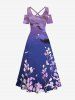 Robe longue trapèze à épaules dénudées, imprimé dégradé ciel galaxie nuage feuilles branches, style hawaïen, grande taille - Multi-A L