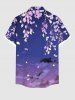 Chemise à poches boutons grande taille pour homme, imprimé hawaïen ciel ombré galaxie nuage feuille branches - Multi-A 4XL