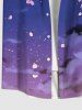 Chemise à poches boutons grande taille pour homme, imprimé hawaïen ciel ombré galaxie nuage feuille branches - Multi-A 4XL