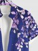 Chemise à poches boutons grande taille pour homme, imprimé hawaïen ciel ombré galaxie nuage feuille branches - Multi-A 4XL