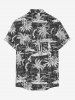 Chemise hawaïenne grande taille pour homme, imprimée de fleurs de cocotiers, avec boutons et poche. - Noir S