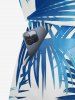 Tropical Leaf Print Cinched Hawaii Romper -  