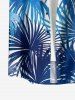 Chemise hawaïenne grande taille à imprimé feuilles tropicales, boutons et poches pour homme - Bleu profond L