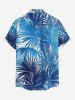 Tropical Leaf Print Buttons Pocket Hawaii Shirt For Men -  