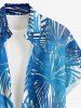 Tropical Leaf Print Buttons Pocket Hawaii Shirt For Men -  