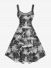 Robe débardeur hawaïenne imprimée de fleurs de cocotiers grande taille - Noir 1X
