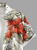 Hibiscus Flower Tropical Leaf Print Buttons Pocket Hawaii Shirt For Men -  