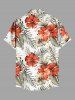 Hibiscus Flower Tropical Leaf Print Buttons Pocket Hawaii Shirt For Men -  