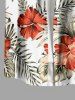 Hibiscus Flower Tropical Leaf Print Buttons Pocket Hawaii Shirt For Men -  