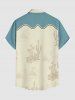 Chemise hawaïenne grande taille pour homme, à imprimé chats, fleurs et cactus, avec boutons et poche. - Bleu M