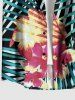 Flowers Tropical Leaf Print Buttons Pocket Hawaii Shirt For Men - Vert M