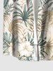 Chemise hawaïenne grande taille pour homme, à imprimé floral tropical et feuilles d'hibiscus, boutons et poche. - Beige XL