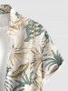 Chemise hawaïenne grande taille pour homme, à imprimé floral tropical et feuilles d'hibiscus, boutons et poche. - Beige XL