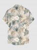 Chemise hawaïenne grande taille pour homme, à imprimé floral tropical et feuilles d'hibiscus, boutons et poche. - Beige XL