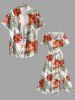 Hibiscus Flower Tropical Leaf Print Split Hawaii Midi Dress -  
