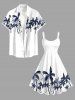 Coconut Tree Print Hawaii Tank Dress - Blanc S