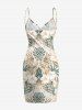 Paréo de plage convertible grande taille à imprimé feuilles tropicales et fleurs d'hibiscus, style hawaïen - Beige 2X
