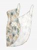 Paréo de plage convertible grande taille à imprimé feuilles tropicales et fleurs d'hibiscus, style hawaïen - Beige 5X