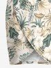 Paréo de plage convertible grande taille à imprimé feuilles tropicales et fleurs d'hibiscus, style hawaïen - Beige 5X