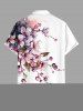 Chemise hawaïenne grande taille à imprimé floral, boutons et poches pour homme - Blanc L