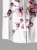 Chemise hawaïenne grande taille à imprimé floral, boutons et poches pour homme - Blanc L