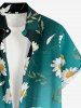 Chemise hawaïenne à poches boutons, imprimé ombré et marguerites, grande taille, pour hommes - Paon Bleu L