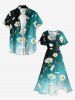 Daisy Flower Dip Dye Ombre Print Hawaii Split Pocket A Line Midi Dress -  