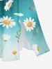 Daisy Flower Dip Dye Ombre Print Hawaii Split Pocket A Line Midi Dress -  