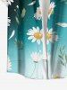 Plus Size Daisy Flower Dip Dye Ombre Print Hawaii Button Pocket Shirt For Men -  