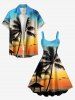 Coconut Tree Ombre Dusk Sunset Print Hawaii A Line Dress -  