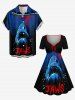 Shark Sea Print Hawaii Cinched A Line Dress -  