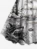Plus Size Shark Sailboat Sea Waves Lighthouse Print Hawaii Cruise A Line Dress -  