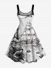 Shark Sailboat Sea Waves Lighthouse Print Hawaii Cruise A Line Dress - Blanc 6X