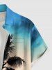 Plus Size Coconut Tree Ombre Dusk Sunset Print Hawaii Button Pocket Shirt For Men -  