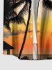 Plus Size Coconut Tree Ombre Dusk Sunset Print Hawaii Button Pocket Shirt For Men -  