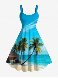 Coconut Tree Sea Beach Print Hawaii A Line Dress -  